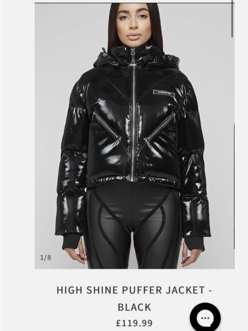 Manière De Voir Black Shiny Cropped Bomber Jacket - Picture 4 of 9